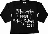 Shirt met tekst oudjaar-nieuwjaar-naam shirt eerste oud en nieuw 2022-T-shirt zwart nieuwjaar kind-Maat 80