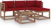 Decoways - 5-delige Loungeset met wijnrode kussens