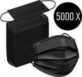 Mondkapje - 5000 stuks - 3 laags - Niet medisch mondmasker - Zwart - Mondkapjes - Grootverpakking - Voor bedrijven