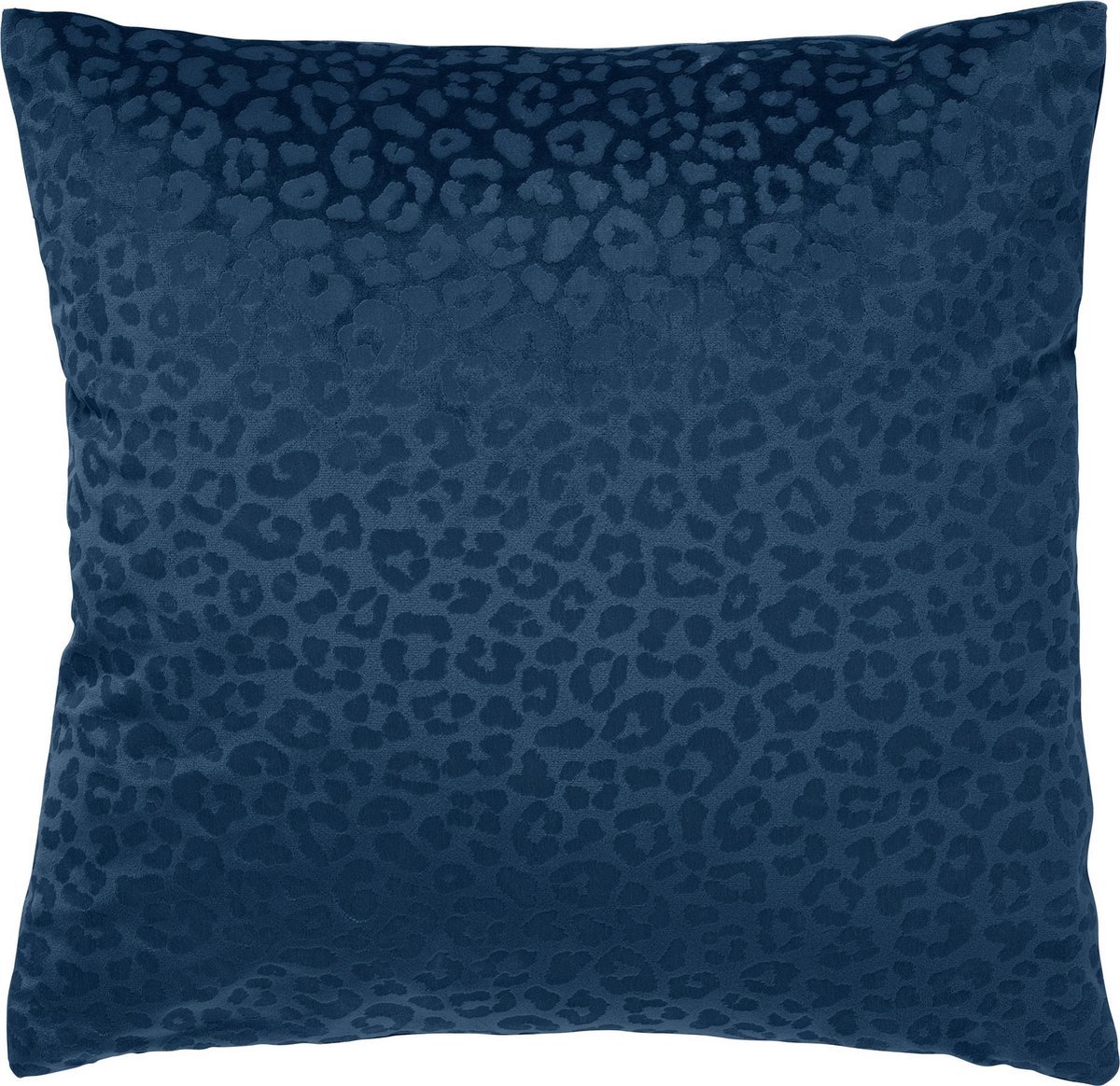 Kussen - Sierkussen - Dutch - 45 x 45 cm - Insignia blue - Panter print - Velvet/Velours - Inclusief vulling