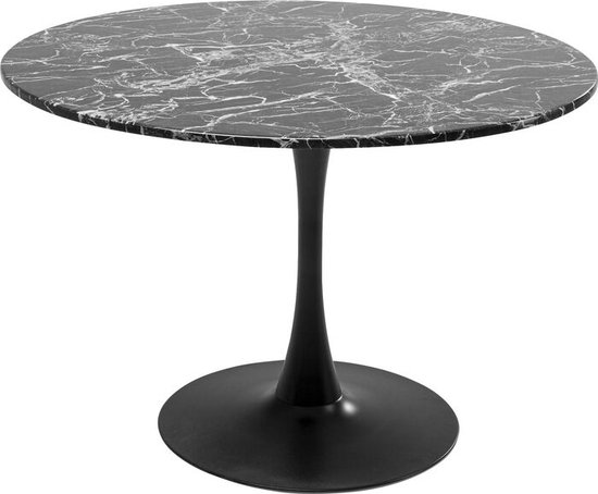 Table à manger ronde par Kare Design en mdf avec imprimé marbre Zwart Ø110cm