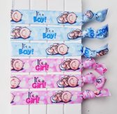 12 elastische gender reveal armbanden It's a Girl en It's a Boy Happy - genderreveal - babyshower - zwanger - geboorte - baby - armband