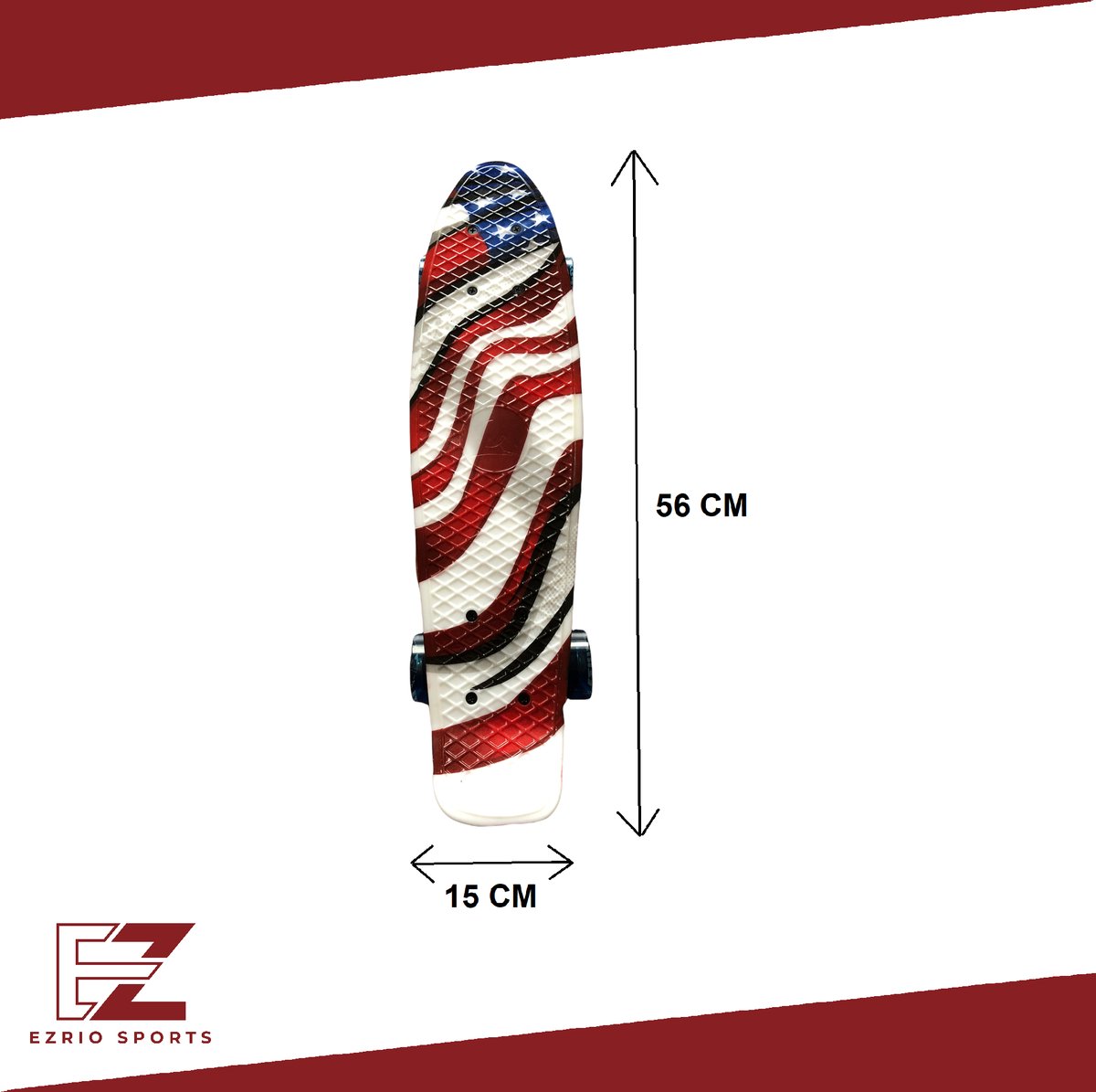 Penny Board voor Meisjes en Jongens – Skateboard – Pennyboard – Amerikaanse Vlag – USA – 22 inch – Rood – Wit – Blauw — afbeelding 4