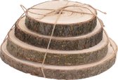 4x stuks houten decoratie boomschijven/boomschijfjes onderzetters D14, D16, D18 en D20 cm