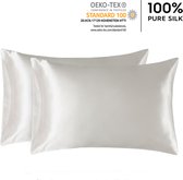 Zijden kussensloop, 100% moerbei zijde, 600thread count (22momme). Envelope style, Kleur Zilver/Grijs, Grey, maat 60x70 cm, Pure Silk 6A