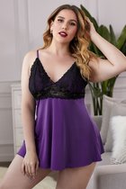 Babydoll Setje - Paars Kant - Maat XXXL/3XL