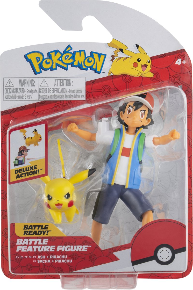 Pokémon Battle Feature Figuur Ash & Pikachu 11cm Action Figuur — afbeelding 3