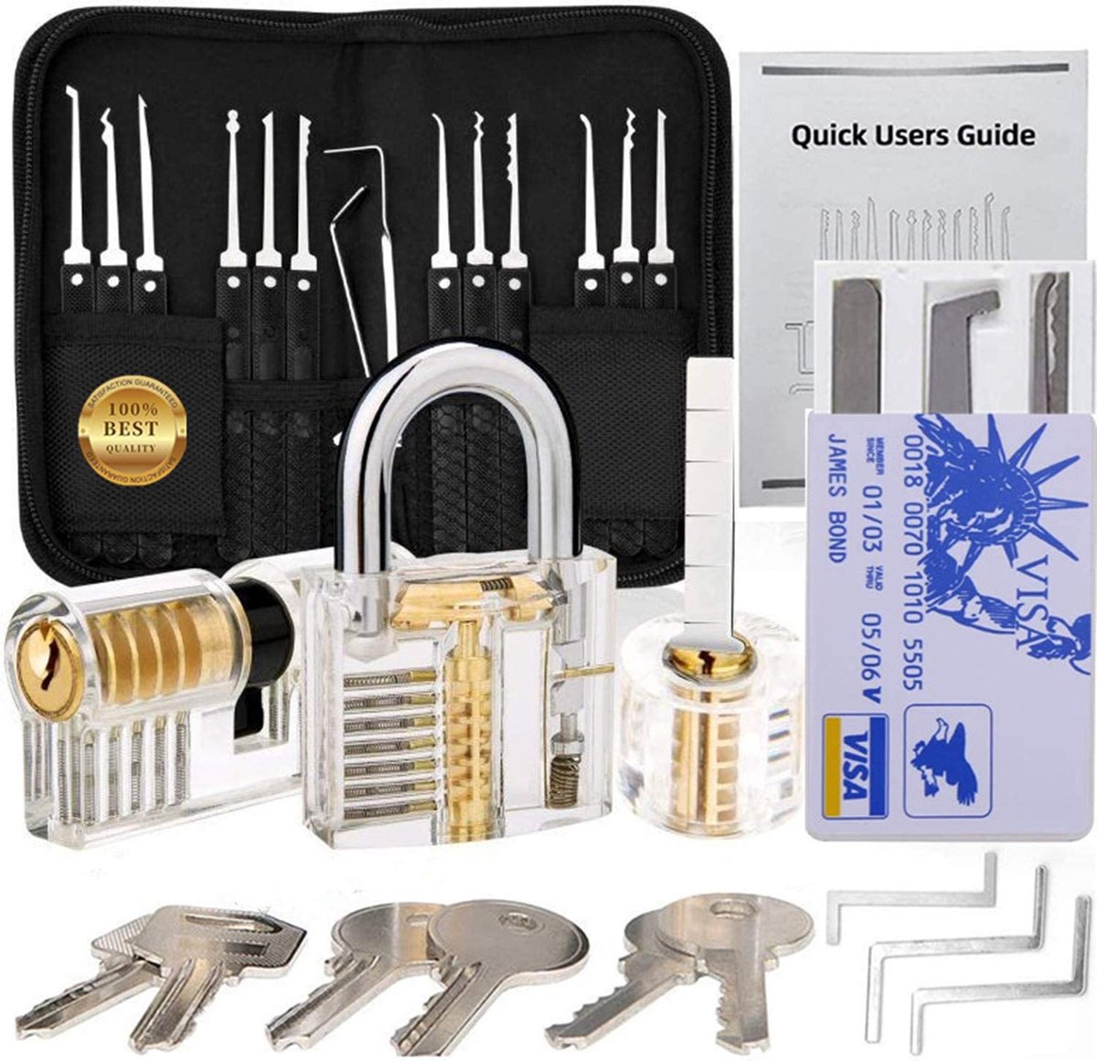 Happy Goods Lockpick Set avec 3 serrures - 32 pièces - Incl 3