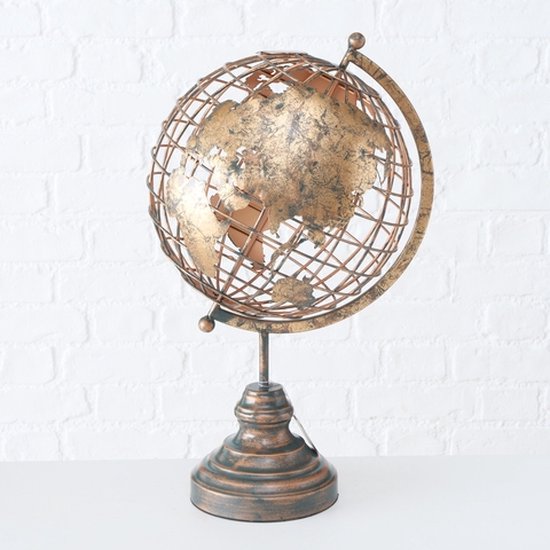 Wereldbol - Globe - 52cm - Ø30cm - Antiek Goud