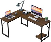 Computerbureau, hoekbureaubureau L-vorm, L-vormige tafel, computerbureau, hoekcomputerbureau voor thuis en op kantoor, 143 * 110 * 75cm (donker walnoot)