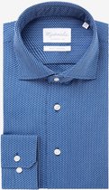 Michaelis slim fit overhemd - dobby structuur - blauw - Strijkvrij - Boordmaat: 38