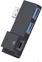 Hozard® USB-A naar RJ45 Ethernet LAN Adapter met 2*USB3.0 voor Surface Pro - Zwart