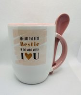 Koffie mok/Roze mok bestie/Beker voor beste vriendin/Mok beste vriendin/Beste vriendin cadeau