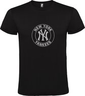 Zwart T-Shirt met “ New York Yankees “ logo Zilver Size XS