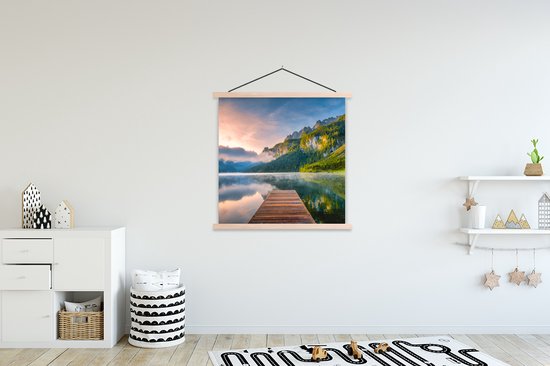 Affiche scolaire - Lever de soleil impressionnant dans les montagnes d'Autriche - 120x120 cm - Lattes vierges