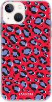 Fooncase Hoesje Geschikt voor iPhone 13 Mini - Shockproof Case - Back Cover / Soft Case - Luipaard / Leopard print / Rood