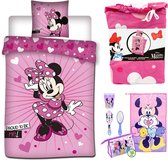 Disney Minnie Mouse Proud - Dekbedovertrek - Eenpersoons - 140 x 200 cm - Polyester- Roze , incl. gevulde toilettas Minnie Mouse.