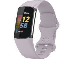By Qubix - Compatible Fitbit bandje - Geschikt voor Fitbit Charge 5 - Fitbit Charge 6 Sportbandje met dubbele lus - Lavendel - Maat: S - Horlogeband - smartwatchbandje