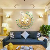 DIY decoratieve wandklokken ambachten - 3D Gold Diamond Peacock wandklok - metalen horloge - voor thuiskamer Office Decor ornamenten - 38X38cm