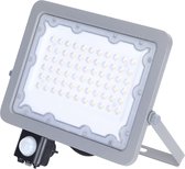 LED Bouwlamp met Sensor - Aigi Zuino - 50 Watt - Natuurlijk Wit 4000K - Waterdicht IP65 - Kantelbaar - Mat Grijs - Aluminium - BSE
