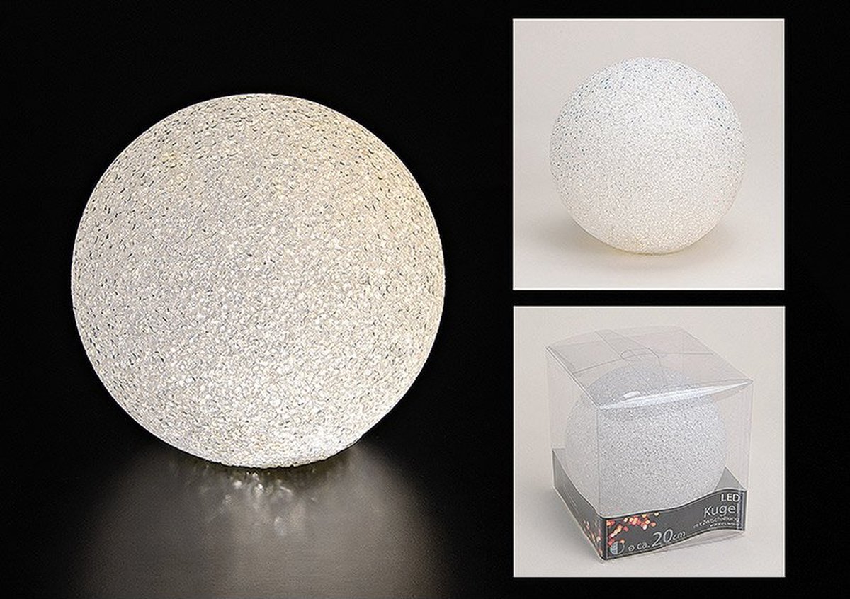 G.wurm Tafellamp - Lichtbol Led Voor Binnen, 6 Uur Timer, 20 Cm - Ø 20 Cm - White