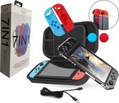 Playcorner Starterkit Accessoires Set met Case geschikt voor Nintendo Switch - Screenprotector - Hoes - Oplader - Zwarte Case