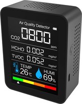 Vitafa Luchtvochtigheidsmeter- CO2 Meter - CO2 Meter Horeca - Hygrometer - Digitale Meter - Zwart