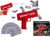 MikaMax Money Gun - Geld Pistool - Incl 100 Nepbiljetten van €100 - Werkt op 3 AAA-batterijen - Rood