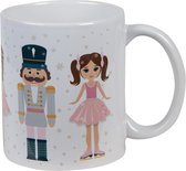 Clayre & Eef Mok 300 ml Wit Keramiek Notenkraker en balletdanseres Theemok Koffiemok