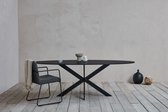 Ovale eiken voordeeltafel - Zwart 2 cm - Matrix poot ultra dun - eiken tafel 240 x 120 cm