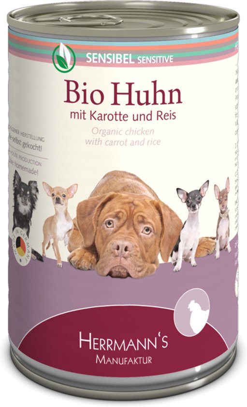 Herrmann's Bio Sensitive Honden Natvoer - Kip met Wortel - 400 g