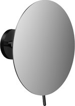 EMCO Scheer- en Make-up spiegel, Zwart, Rond 190 mm, vergroting 3 voudig, wandmodel, 1-armig met greep
