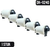 DULA - Brother Compatible DK-11240 voorgestanst barcode label - Papier - Zwart op Wit - 102 x 51 mm - 600 Etiketten per rol - 5 Rollen