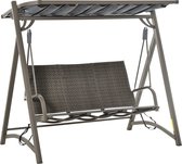 Nancy's Aberford Hollywood Swing Rotan - Bruin - Aluminium, Pe Rotan, Polyester - 77,55 cm x 48,03 cm x 70,07 cm
