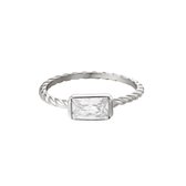 LOUVABEL - Ring - Zilver - Rechthoekige Steen - Diamant - Zirkonia