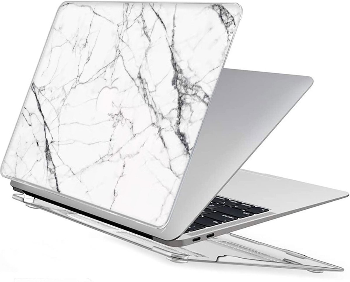 Macbook Pro Cover Hoesje 13 inch Marmer Wit - Hardcase Macbook Pro 2016 / 2017 / 2018 / 2019 / 2020 / 2021 - Macbook Pro M1 / A2338 / A2289 / A2251 / A2159 / A1989 / A1706 / A1708