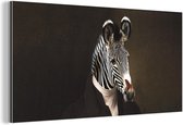 Wanddecoratie Metaal - Aluminium Schilderij Industrieel - Zebra - Dieren - Kunst - 80x40 cm - Dibond - Foto op aluminium - Industriële muurdecoratie - Voor de woonkamer/slaapkamer