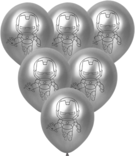 Ballonnen - superhelden - kinderfeestje - partijtje - feest - versiering - decoratie - zilver - set van 6
