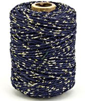 Vivant Stevig Koord Touw Katoen Lurex Twist Blauw Goud - 50 meter x 2mm