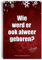 Kerstkaarten - Bordeauxrood1x18cm - Wie werd er ook al weer geboren? - Visje - Christelijk - Bijbel - Geloof - Majestically - 25 stuks