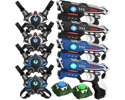 KidsTag Lasergame set: 4 Laserguns + 4 vesten + 2 targets. Complete lasergame set voor 4 spelers
