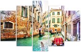 Trend24 - Canvas Schilderij - Expeditie Naar Venetië - Vijfluik - Steden - 200x100x2 cm - Groen