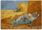 Trend24 - Canvas Schilderij - Siesta - V. Van Gogh Print - Schilderijen - Reproducties - 100x70x2 cm - Bruin
