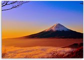 Trend24 - Canvas Schilderij - Mount Fuji Badend In Zonlicht - Schilderijen - Landschappen - 60x40x2 cm - Blauw