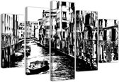 Trend24 - Canvas Schilderij - Venetië Canal - Vijfluik - Steden - 100x70x2 cm - Zwart