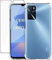 Oppo A16/A16s Hoesje + Oppo A16/A16s Screenprotector -  Transparant Case met Cover Glas