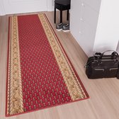 Tapiso Antislip Rubber Mat Rood Beige Oosters Klassiek Rubbermat Tapijt Maat- 100x650