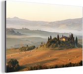 Wanddecoratie Metaal - Aluminium Schilderij Industrieel - Toscane - Landschap - Italië - 90x60 cm - Dibond - Foto op aluminium - Industriële muurdecoratie - Voor de woonkamer/slaapkamer