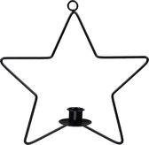 Oneiro’s Luxe kandelaar HANGER STAR ZWART – 30 cm- kaarsenhouder - waxinelichthouder - decoratie – woonaccessoires – wonen -decoratie – kaarsen – metaal - hout