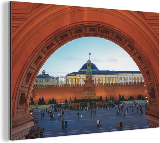 Wanddecoratie Metaal - Aluminium Schilderij Industrieel - Het Rode plein en het Kremlin in Rusland - 30x20 cm - Dibond - Foto op aluminium - Industriële muurdecoratie - Voor de woonkamer/slaapkamer